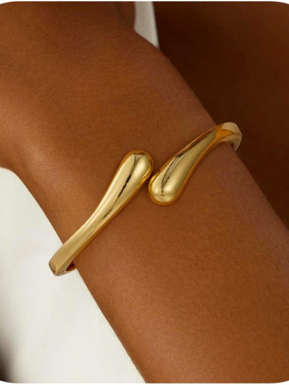 Gold Bangle Bracelet for Women Trendy - 18K Gold Filled Waterdrop Adjustable Twi